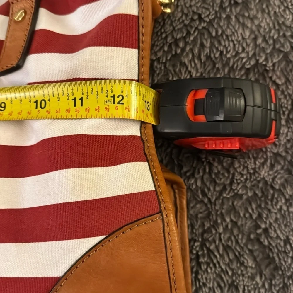 MICHAEL KORS Red and White Striped Hamilton Bag